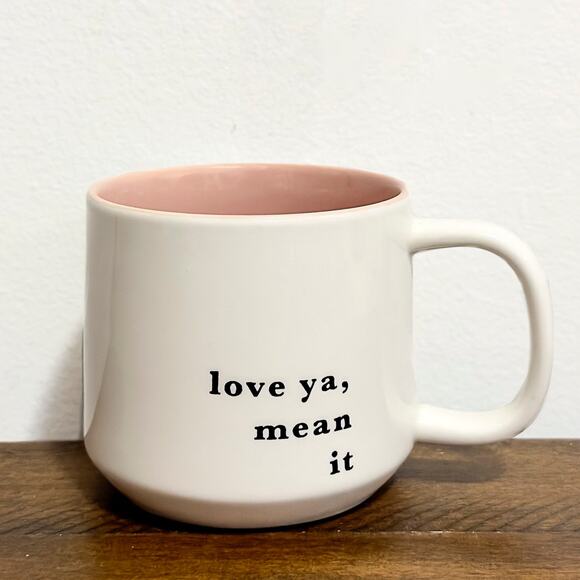 NWT: Threshold - Love ya, Mean it, Ivory & Pink, Two Tone, Stoneware Coffee Mug - Picture 1 of 4